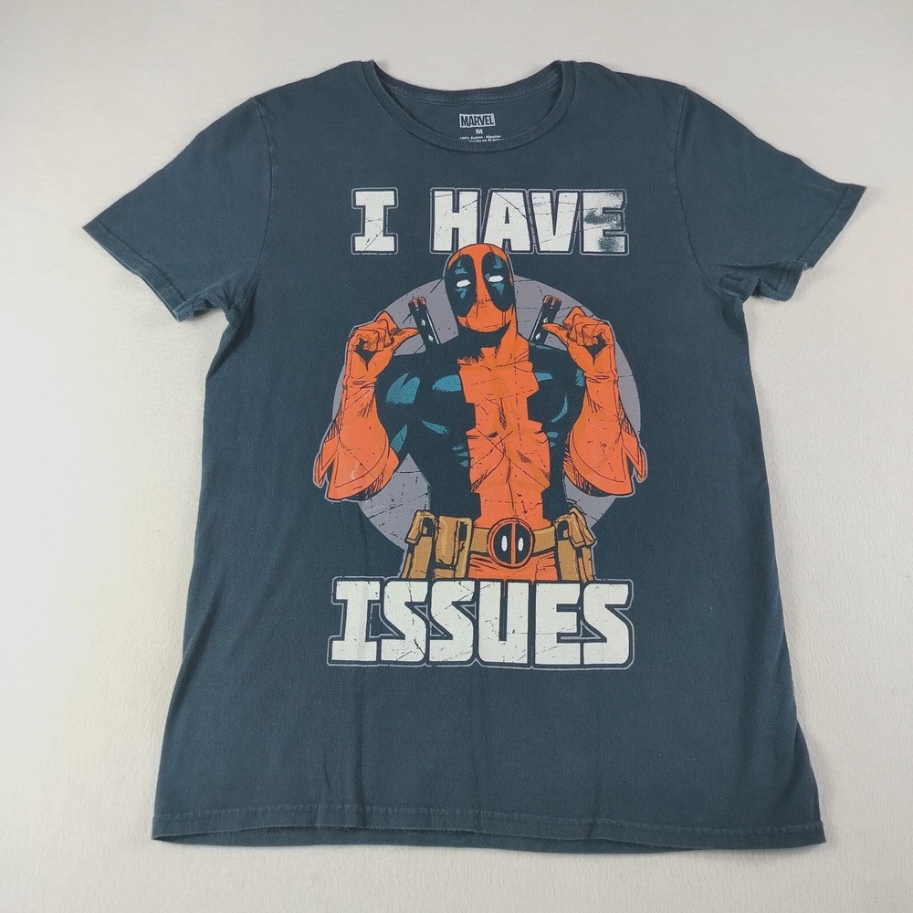 Marvel Shirt Mens‎ Medium Multicolored Deadpool Graphic Print Marvel Crew Neck